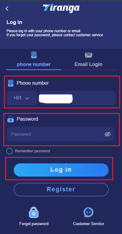 Tiranga Game Login